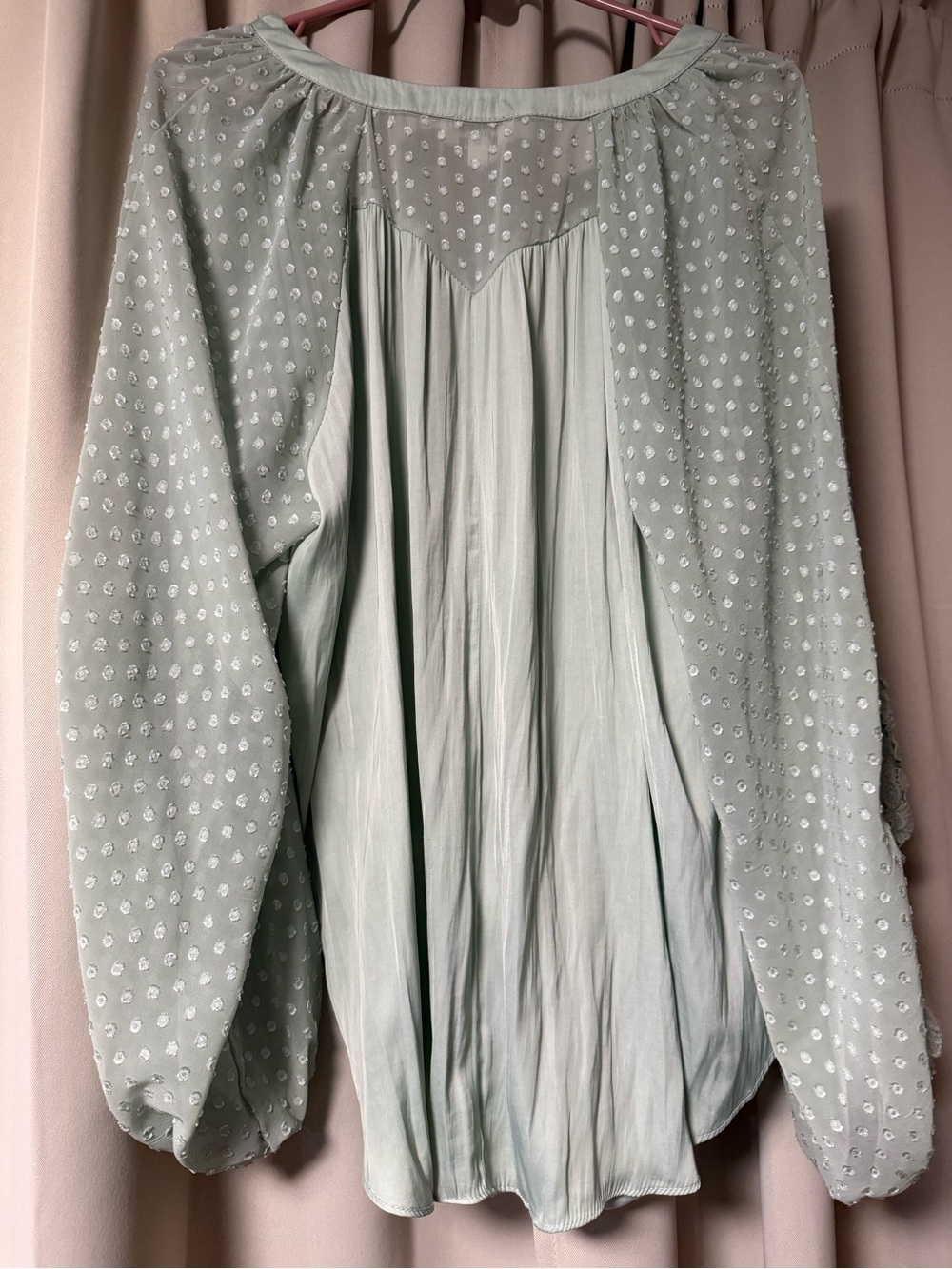 Umgee Sage Green Dot Twist-Front Blouse - Picture 4 of 5